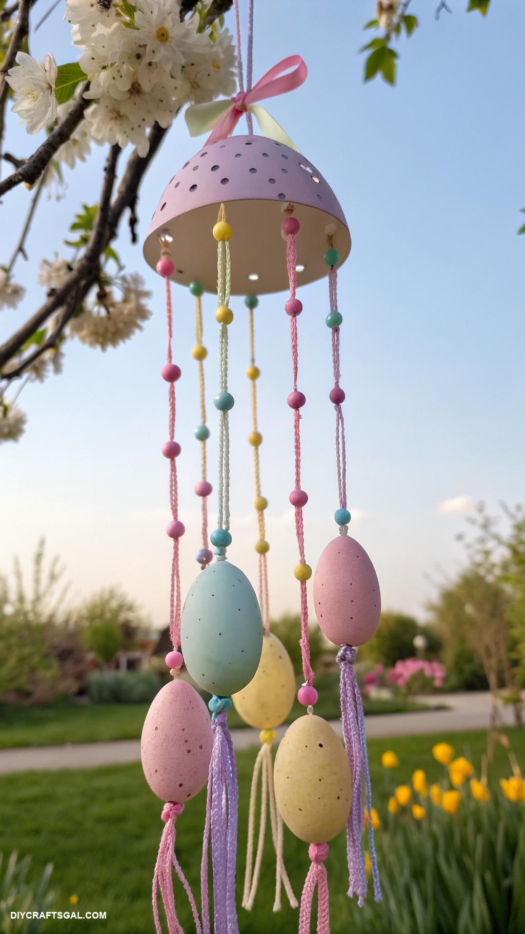 easter crafts for kids Wind chime made from old Easter eggs